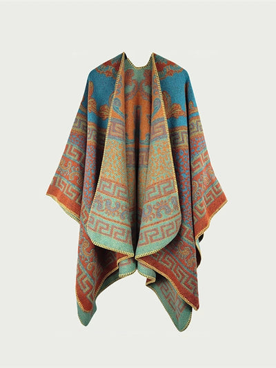 Women Ethnic Autumn Print Warm Shawl