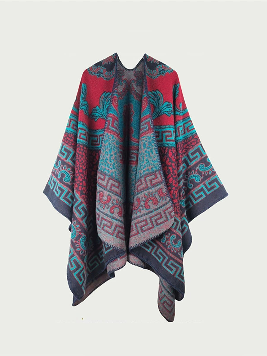 Women Ethnic Autumn Print Warm Shawl
