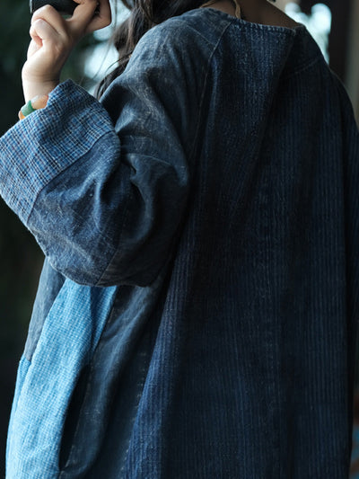 Women Autumn Retro Patchwork O-Neck Cotton Dress