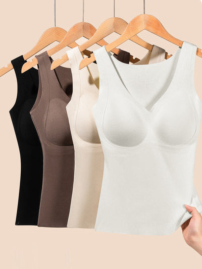 Women Autumn Casual Pure Color V-Neck Base Vest