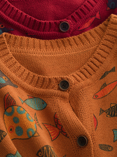 Women Autumn Artsy Cartoon Fish O-Neck Sweater