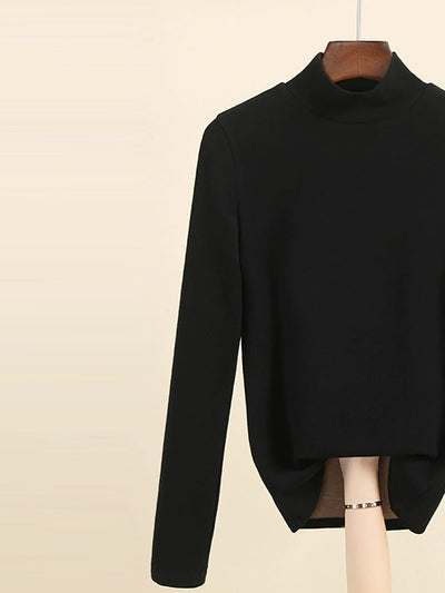 Women Autumn Casual Warm Mid Collar Base Blouse
