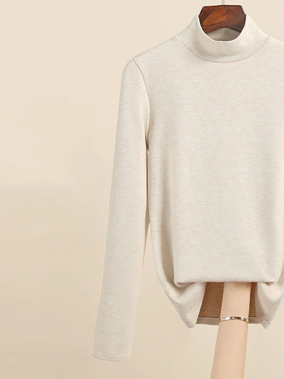 Women Autumn Casual Warm Mid Collar Base Blouse