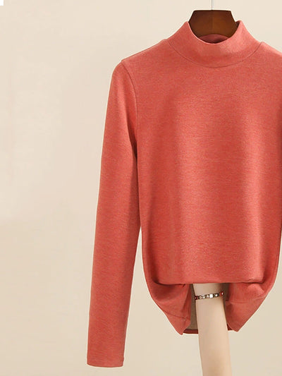 Women Autumn Casual Warm Mid Collar Base Blouse
