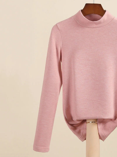 Women Autumn Casual Warm Mid Collar Base Blouse