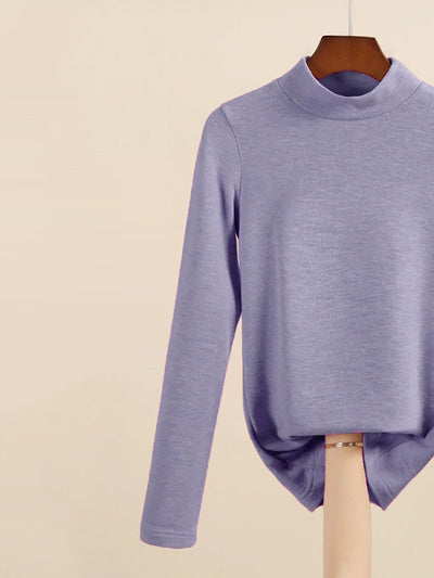 Women Autumn Casual Warm Mid Collar Base Blouse