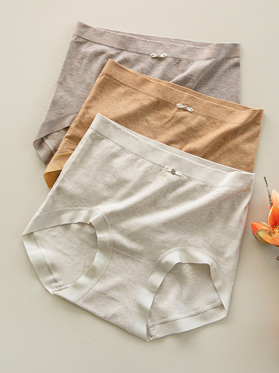 6 Pieces Women Pure Color High Waist Knitted Underwear