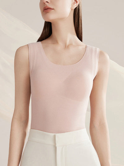 Women Autumn Warm Pure Color U-Neck Base Vest