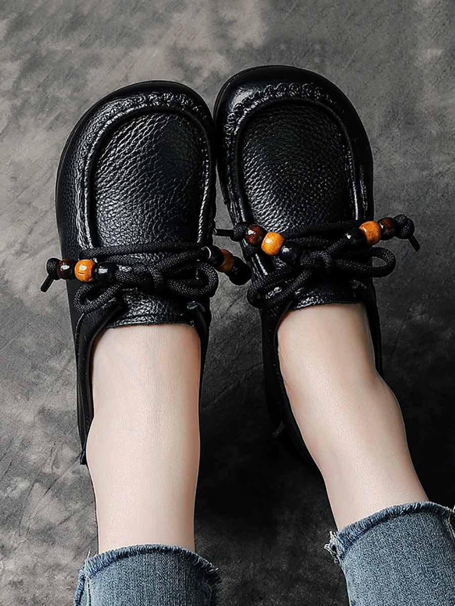 Women Vintage Soft Leather Low Heel Shoes