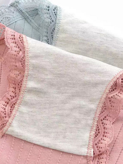 6 Pieces Women Pure Color High Waist Lace Underwear