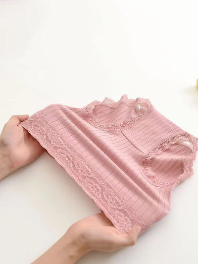 6 Pieces Women Pure Color High Waist Lace Underwear