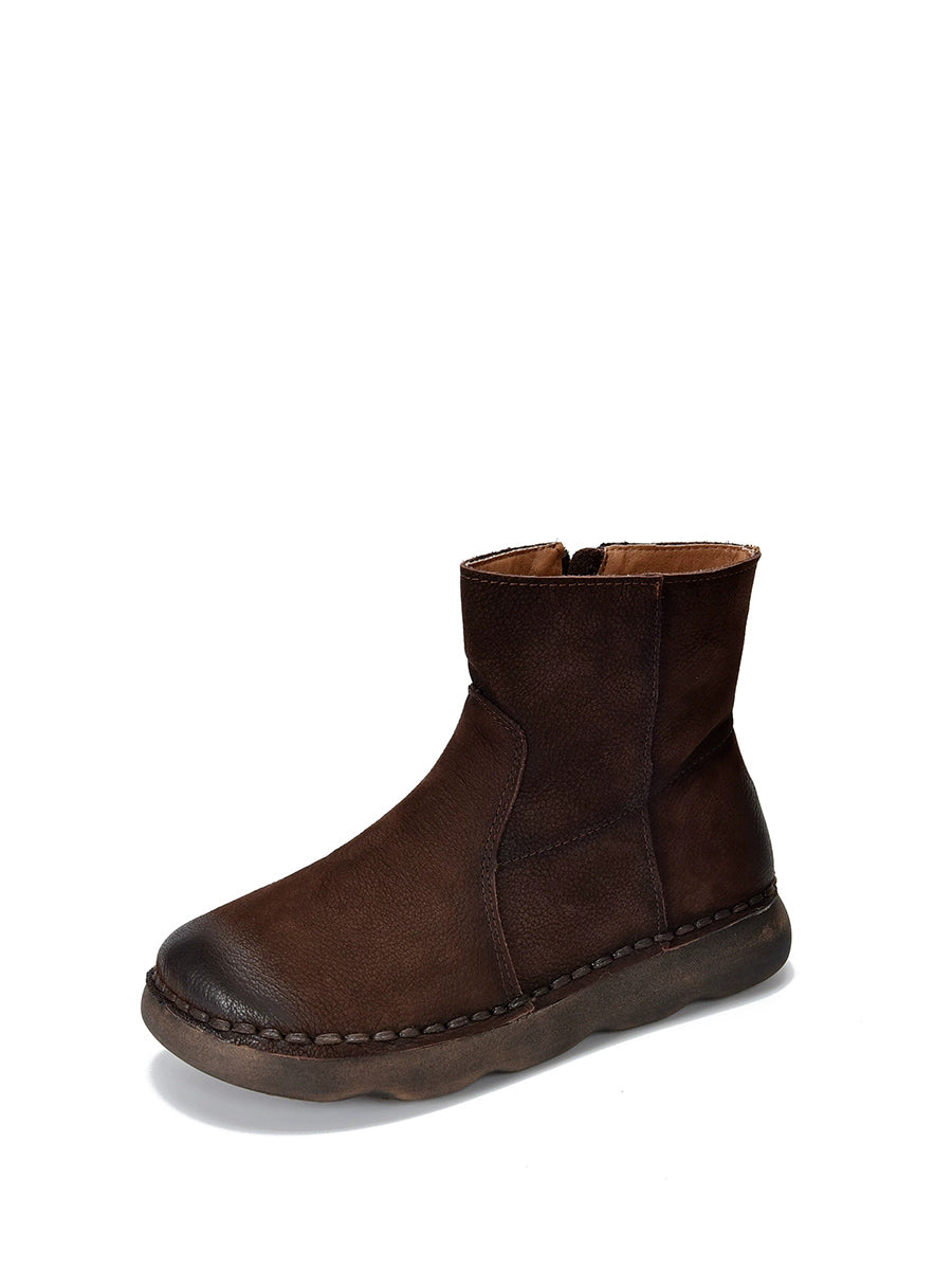 Women Winter Leather Spliced Ankle Boots