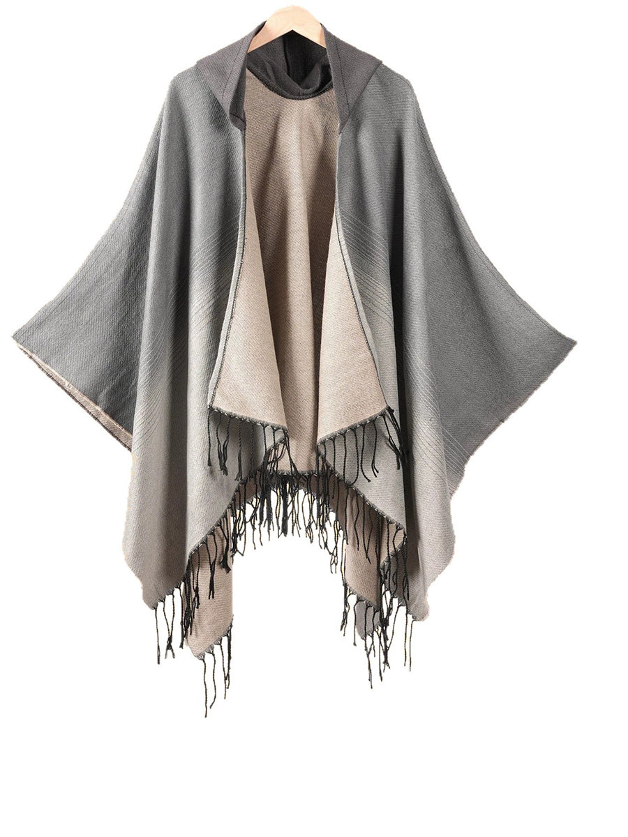 Ethnic Geometric Winter Warm Hooded Shawl