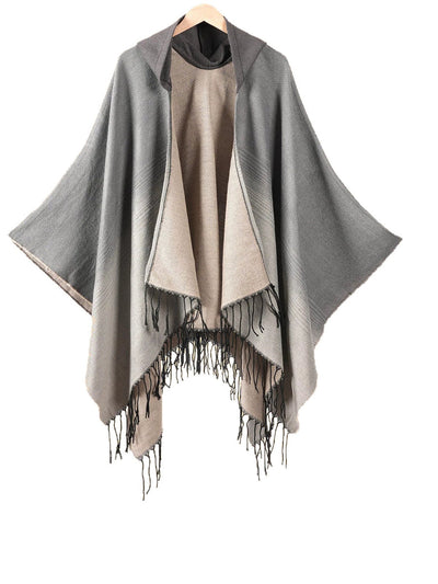 Ethnic Geometric Winter Warm Hooded Shawl