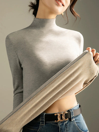 Women Autumn Casual Pure Color Half-Turtleneck Sweater