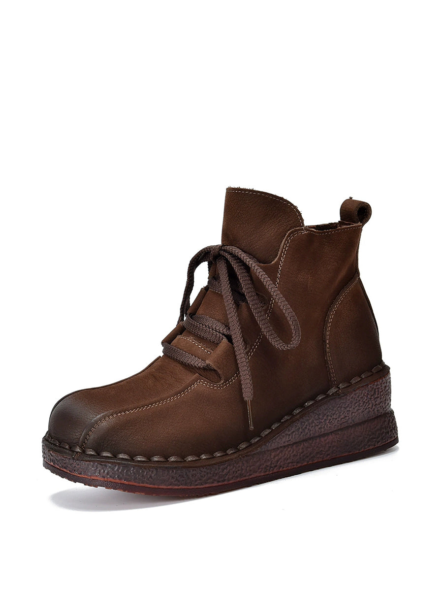 Women Winter Genuine Leather Platform Ankle Boots