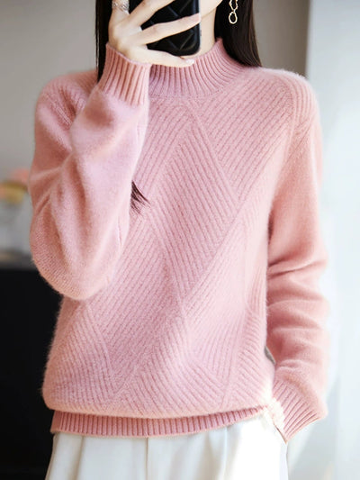 Women Autumn Pure Color Wool Half-Tuetleneck Sweater