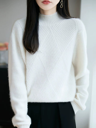 Women Autumn Pure Color Wool Half-Tuetleneck Sweater