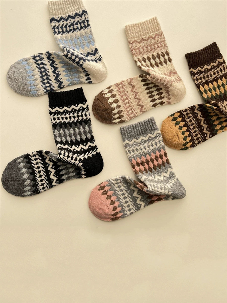 5 Pairs Women Winter Keep Warm Mid Heel Socks
