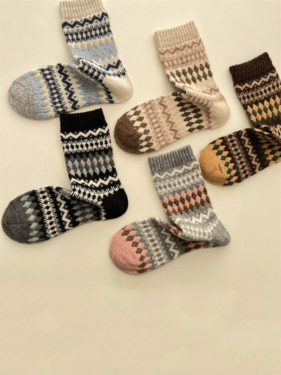 5 Pairs Women Winter Keep Warm Mid Heel Socks