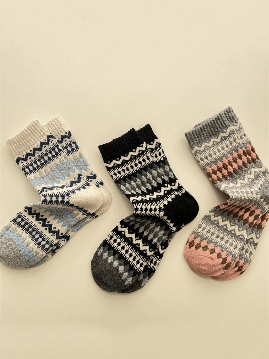 5 Pairs Women Winter Keep Warm Mid Heel Socks