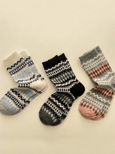 5 Pairs Women Winter Keep Warm Mid Heel Socks