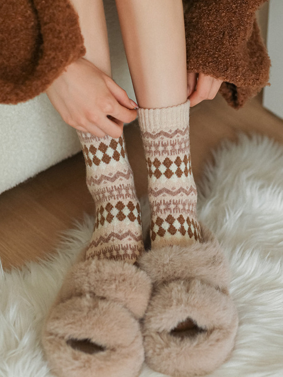 5 Pairs Women Winter Keep Warm Mid Heel Socks