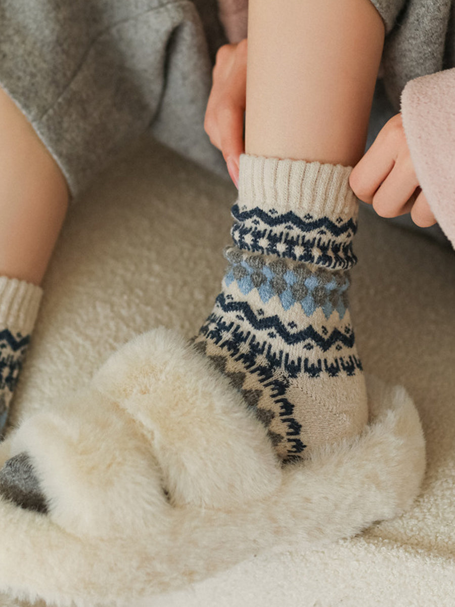 5 Pairs Women Winter Keep Warm Mid Heel Socks