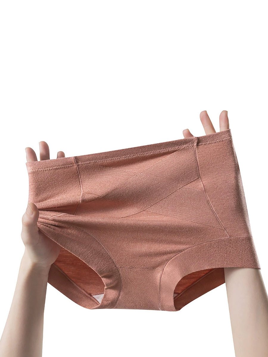 6 Pieces Women Winter Pure Color High Waist Underwear
