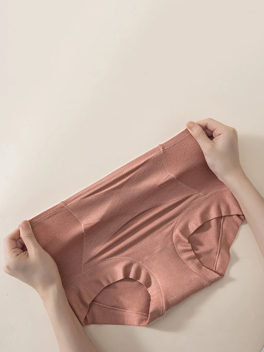 6 Pieces Women Winter Pure Color High Waist Underwear