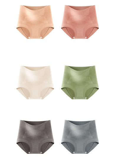 6 Pieces Women Winter Pure Color High Waist Underwear