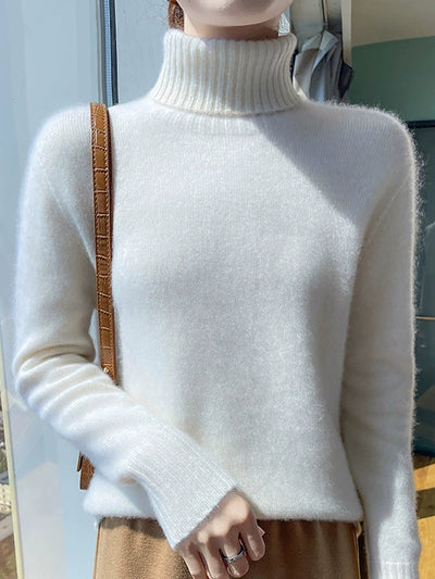 Women Autumn Pure Color Wool Tuetleneck Sweater