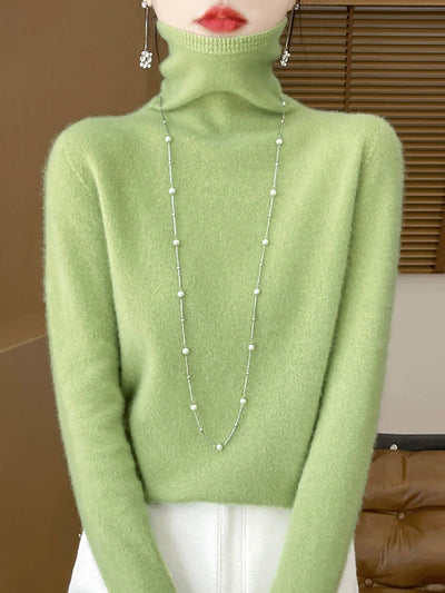 Women Autumn Pure Color Soft  Wool Tuetleneck Sweater