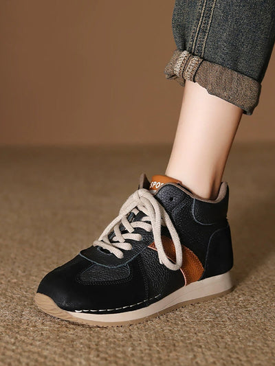 Women Genuine Leather Spliced Sport Shoes