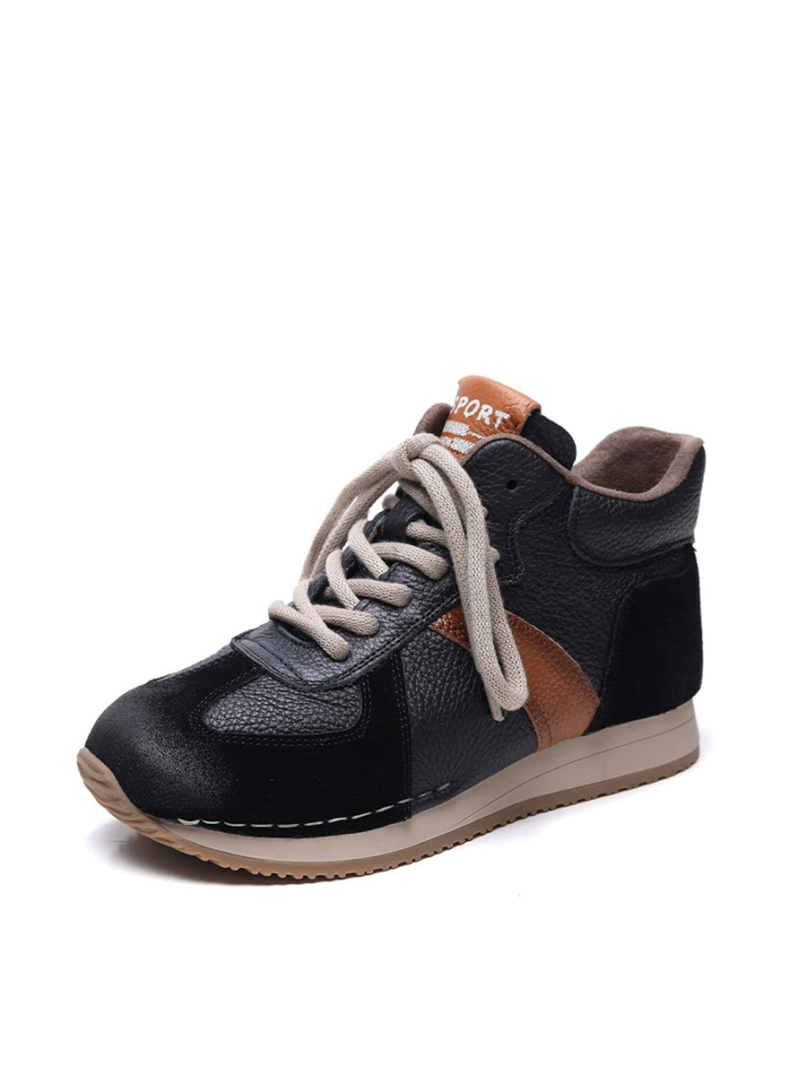 Women Genuine Leather Spliced Sport Shoes