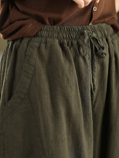 Women Autumn Dual-side Wearring 100%Linen Harem Pants