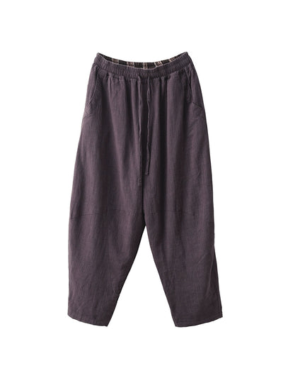 Women Autumn Dual-side Wearring 100%Linen Harem Pants
