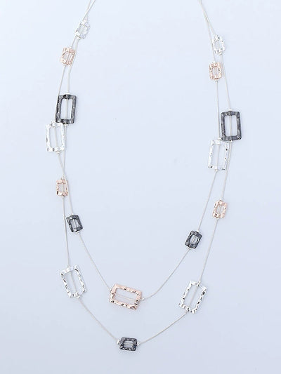 Women Fashion Quadrilateral Alloy Dual-Layer Necklace