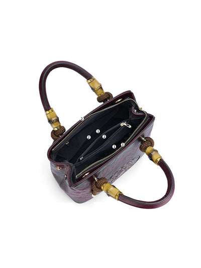 Women Vintage Flower Embossing Handbag Crossbody Bag