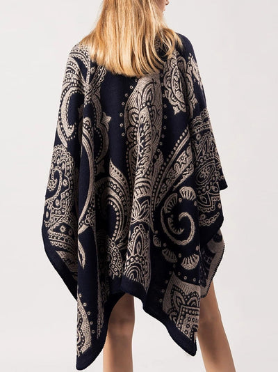 Women Winter Warm Flower Shawl Cloak