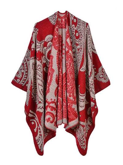 Women Winter Warm Flower Shawl Cloak