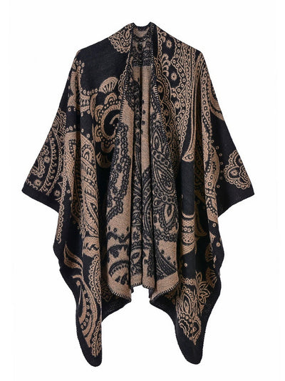 Women Winter Warm Flower Shawl Cloak