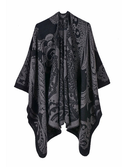 Women Winter Warm Flower Shawl Cloak