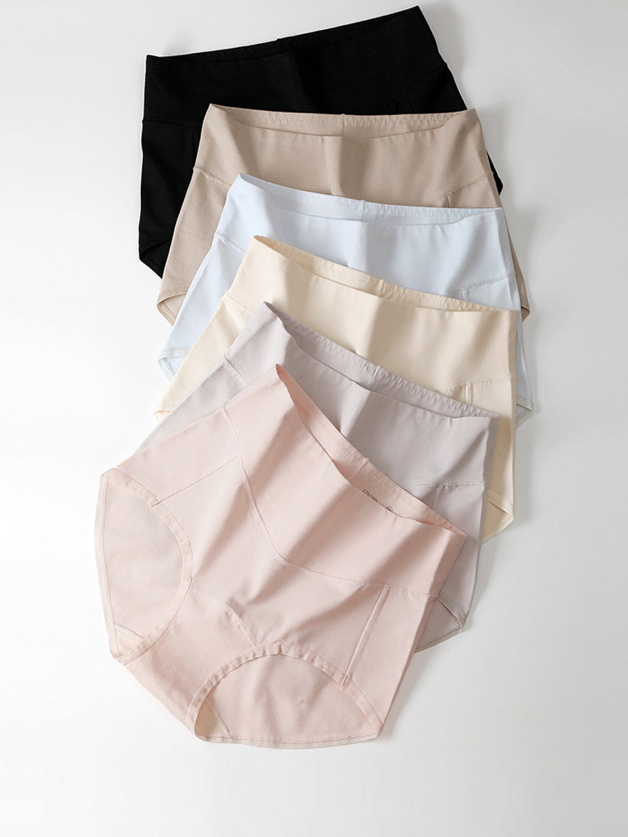 7 Pieces Women Casual Pure Color Hgh Wiast Underwear
