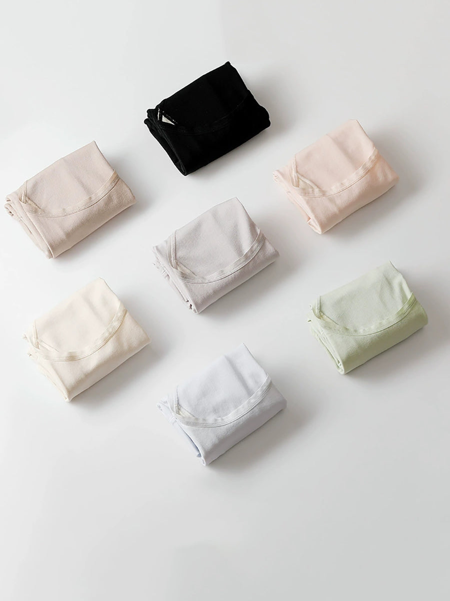 7 Pieces Women Casual Pure Color Hgh Wiast Underwear
