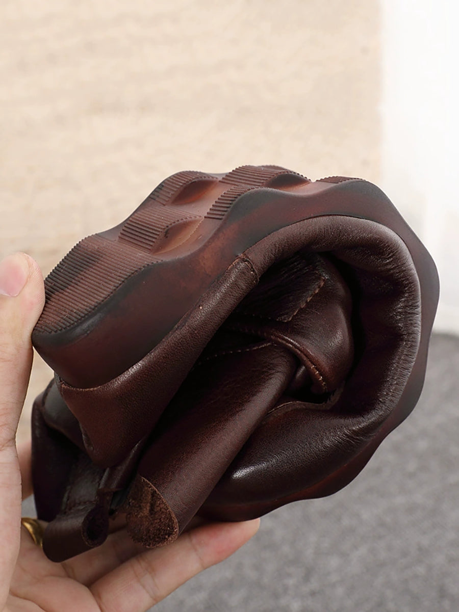 Women Casual Soft Genuine Leather Flat Ankle Boots