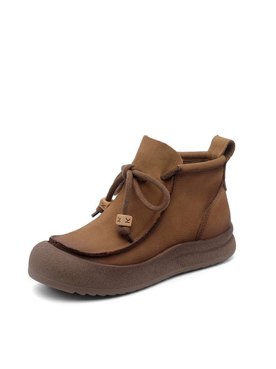 Women Winter Genuine Leather Spliced Ankle Boots