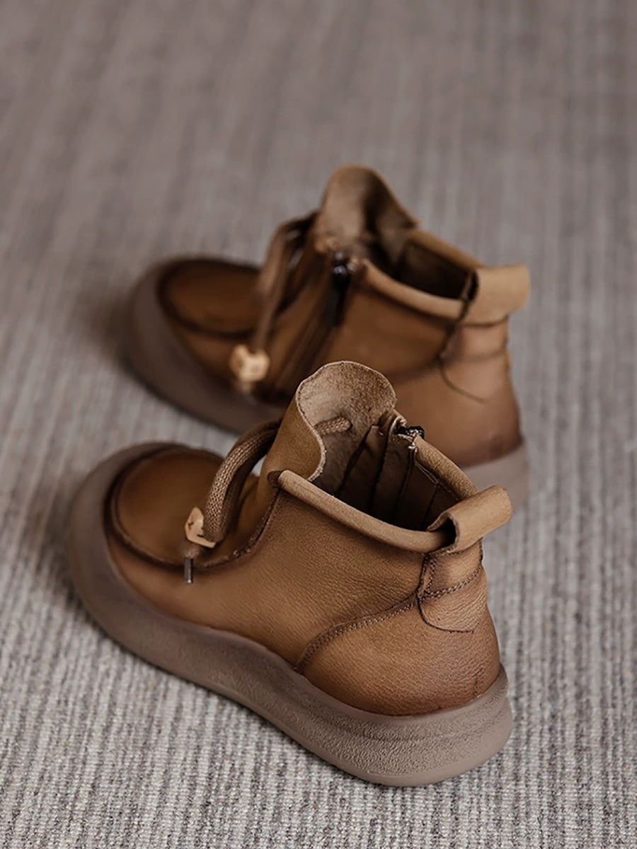 Women Winter Genuine Leather Spliced Ankle Boots