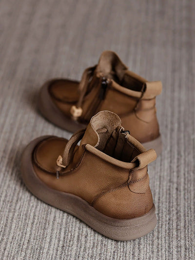 Women Winter Genuine Leather Spliced Ankle Boots