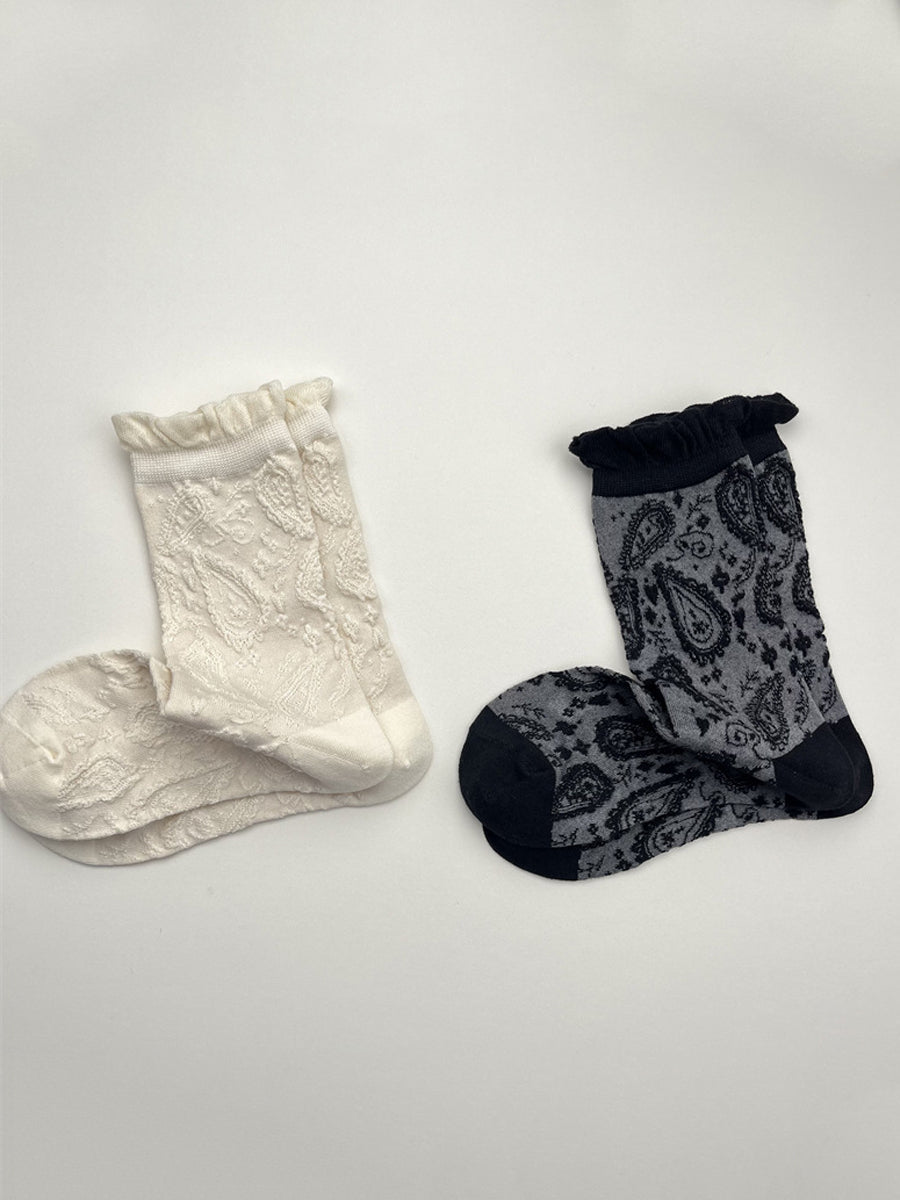 5 Pairs Women Vintage Jacquard Cotton Socks